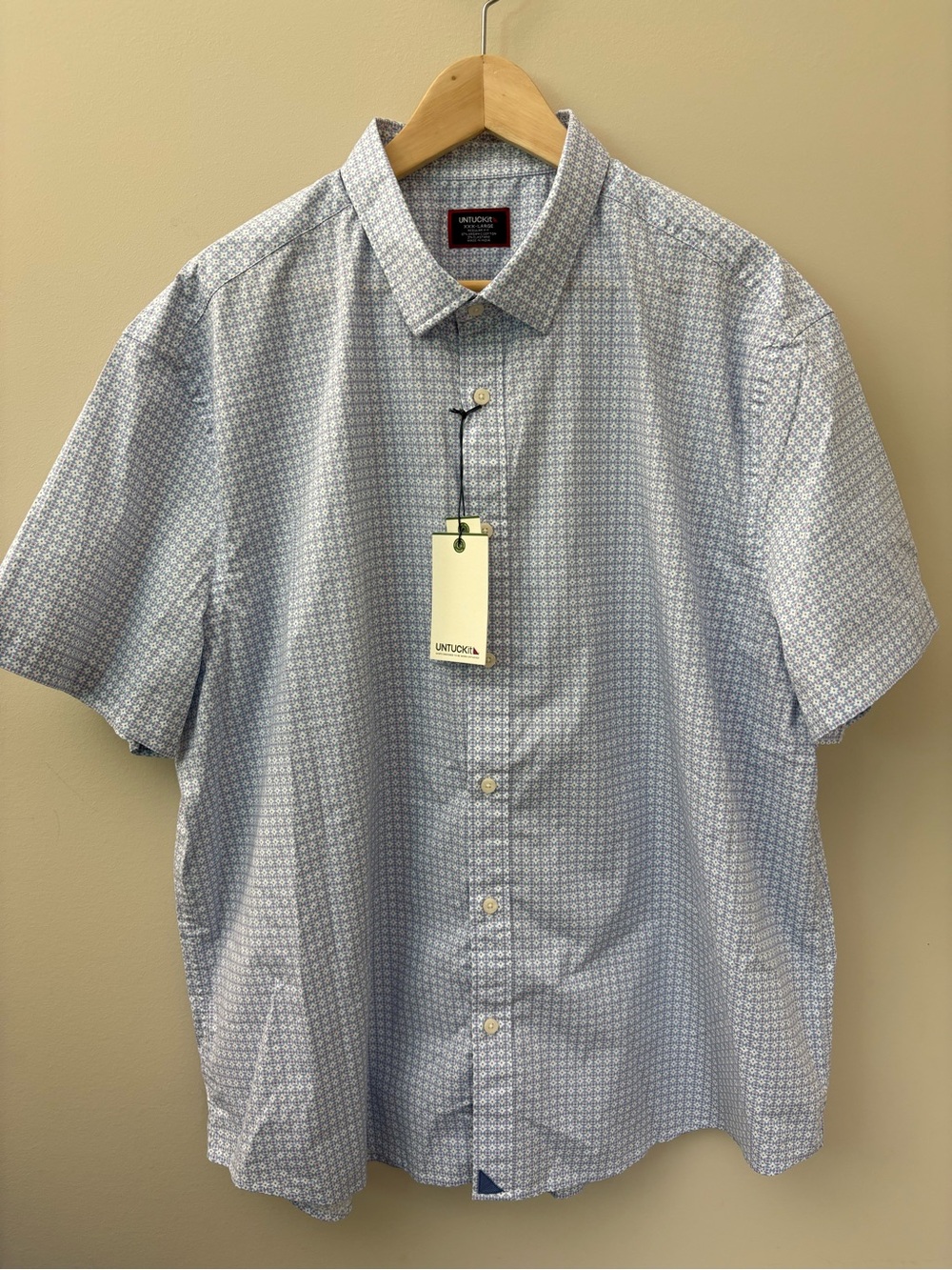 Untuckit Dunbar Short Sleeve Blue Print Size XXXL New with Tags
